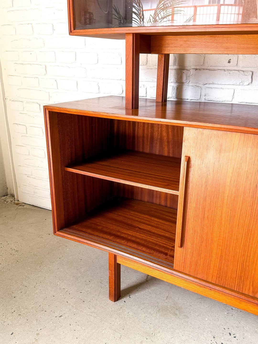 danish teak vintage credenza with floating hutch - Thumbnail 3